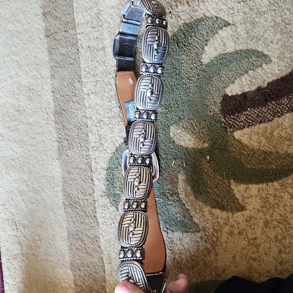 90's Brighton Belt Chunky Silver Black Heavy 1995 Round - Picture 5 of 9